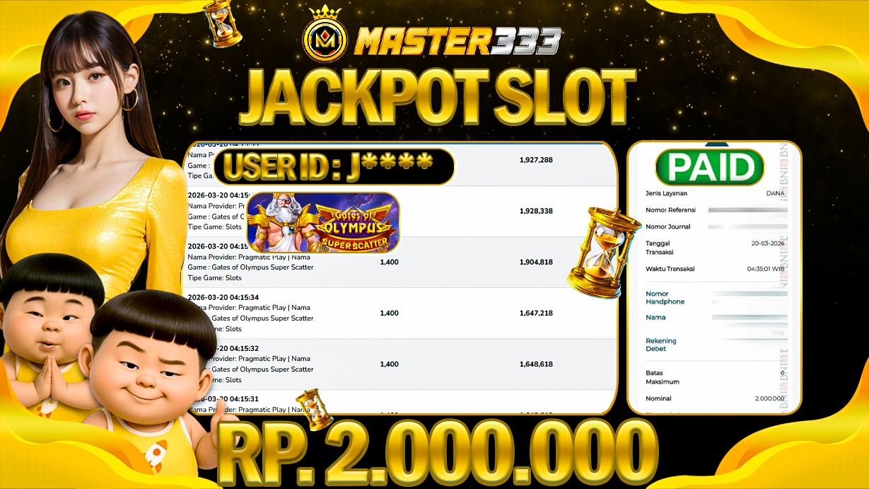 JACKPOT Rp 2.000.000 JUTA DIMASTER333 LANGSUNG DIBAYAR LUNAS